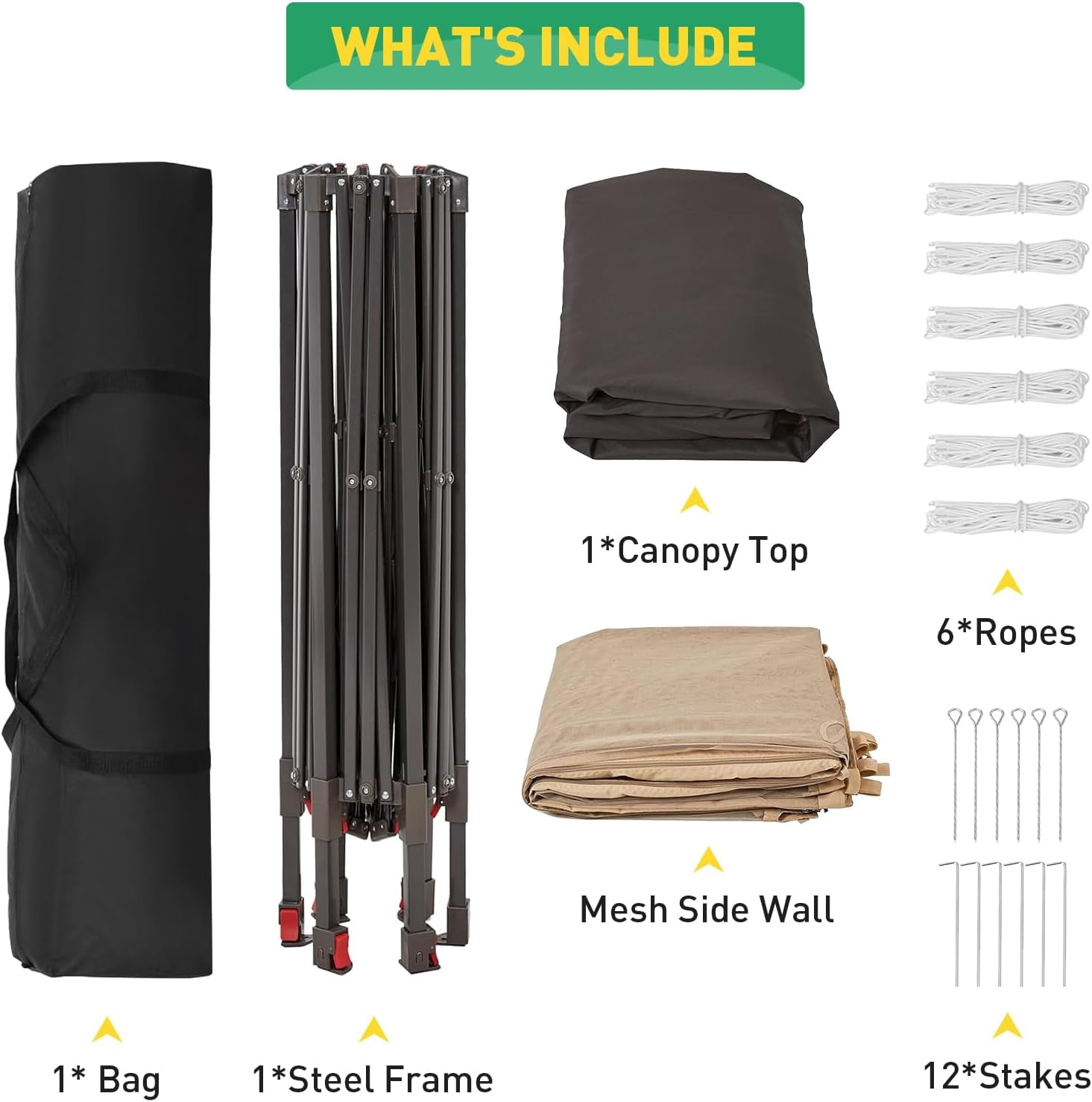 Lumiparty 13x13 ft Outdoor Pop Up Gazebo with Mosquito Netting, Adjustable Height Gazebo Shelter with Carry Bag for Backyard, Garden, Patio, Khaki