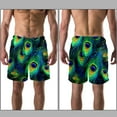 thumbnail image 3 of luoweisi Men's Beach Shorts Quick Dry Swim Trunks with Mesh Lining Peacock Feather L, 3 of 5