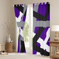 thumbnail image 3 of Manfei Geometric Lines Print Blackout Curtains Set of 2 (52x84 Each),Retro Stripes Pattern Window Curtains,Gray Black Purple Curtains and Drapes For Teens,Breathable Home Decor, 3 of 6