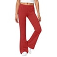 thumbnail image 3 of Afuyipoi Girls Flare Capris Pants Size 5-15 Solid Color High Waist Stretch Casual Sports Leisure Summer Pants for Daily Activities Red Size 14, 3 of 9