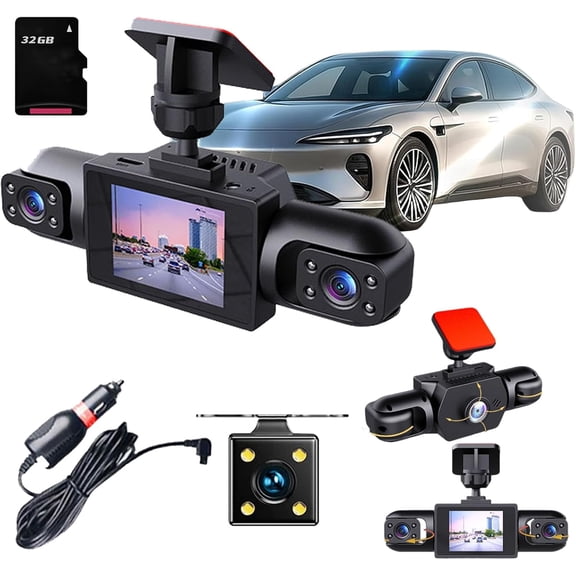 Dash Cam, Wireless Dashcam, Full View Car Dashcam System, 4 Channel Dash Cam for Cars Front/Rear/Left/Right - Night Vision, Loop Recording