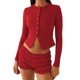 thumbnail image 2 of Blusas de Larga para Mujer, Cárdigan Ligero de Otoño, Camisetas para Salir, Blusas Acanaladas con Botones, Lindas y A Rojo M, 2 of 9