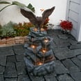 thumbnail image 2 of Bald Eagle Statue Outdoor Fountain Tiered Cascading Rock Water Feature for Garden Patio Backyard Porch Deck 38.58" Tall Outdoor Waterfall Sculpture Elegant Garden Decor, 2 of 6