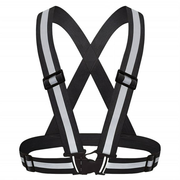 GASTROPOD Reflective Vest High-Visibility Easy Slip-On Buckle 1.5cm Reflective Strap Safety Vest Adjustable Shoulder Straps for Night Running Reflective Running Gear 10x19x6cm,Black