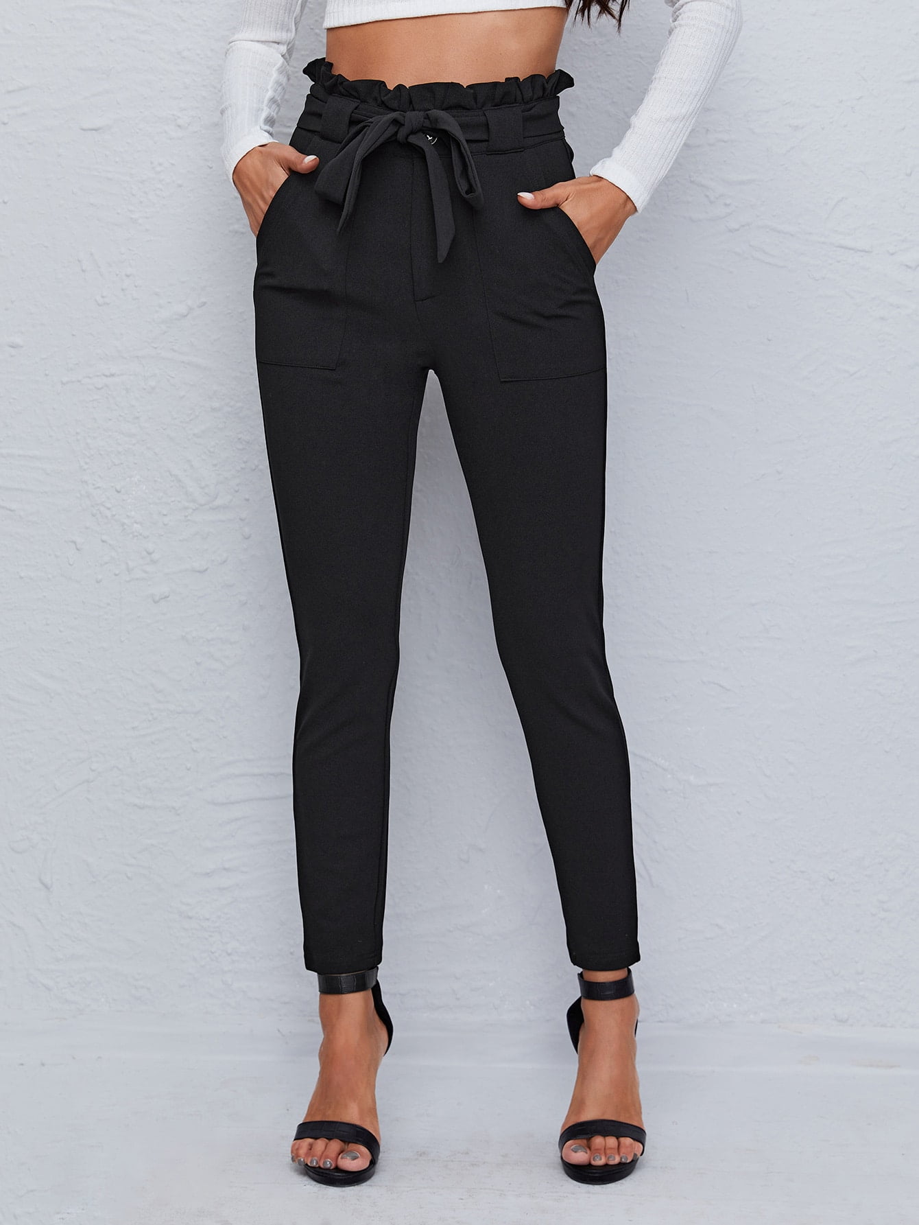 Women's Paperbag Waist Dual Pocket 