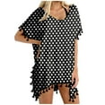 thumbnail image 2 of yillto Women's Short Dress Beach Cover up Polka Dot Printed V Neck Oversized Swimsuit Coverups, 2 of 5