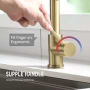 Brushed Gold Kitchen Faucet with Pull Down Sprayer Single Handle Spring Faucet