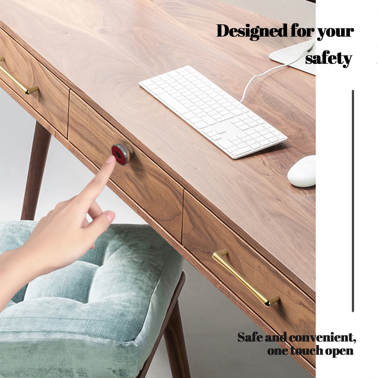 Hidden File Cabinet Lock,Fingerprint Smart Biometric Lock USB Rechargeable Keyless Furniture Drawer Lock for Home Office