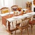 thumbnail image 3 of Red Orange Stripe Table Runner - 72 Inch Long Farmhouse Modern Minimalist Geometric Cotton and Linen Blended Dress Scarves Farmhouse Table Runner for Kitchen Dining, Coffee Table, 13" x 72", 3 of 8