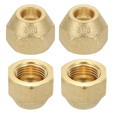 Uxcell 3/8" Brass Flare Nut, 4Pcs 45 Degree SAE Brass Pipe Fittings, Matte