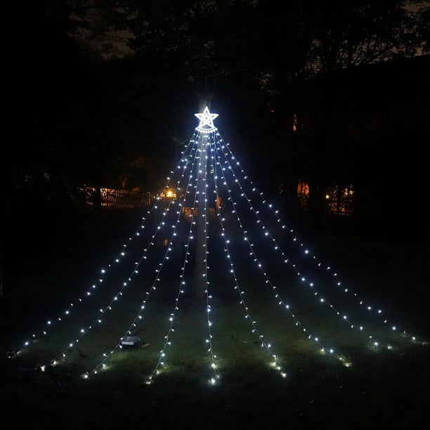 Decoraciones navideñas para exteriores, luces LED en cascada de 3,5 m con forma de estrella navideña, cadena de luces para árbol de Navidad, hogar, fiesta, jardín y dormitorio.