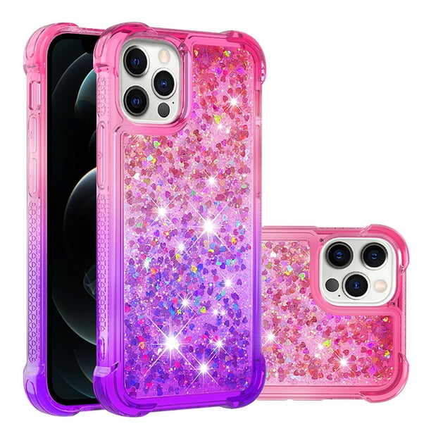 Funda para iPhone 12 PRO MAX Transparente con Brillos Carcasa Protectora Antigolpes con Glitter Brillante