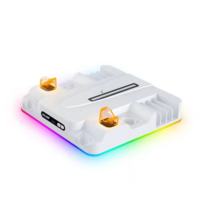 Base de enfriamiento de host PS5 Slim con rejilla de almacenamiento para platos Base de carga con asa universal para host PS5