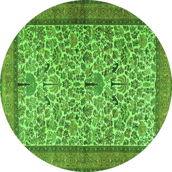 Ahgly Company Indoor Round Persian Green Traditional Area Rugs, 8' Round