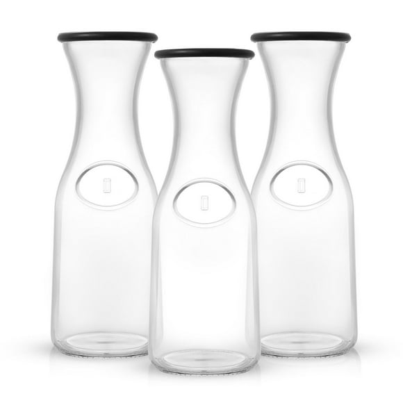 Carafe en Verre avec 6 Couvercles Hali - 36 oz - Ensemble de 3