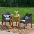 thumbnail image 2 of GDF Studio Naper Outdoor Acacia Wood and Wicker 3 Piece Bistro Set with Cushions, Teak, Multibrown, and Beige, 2 of 7