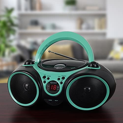 Jensen CD490 Teal Portable Boombox Sport Reproductor de CD estéreo con