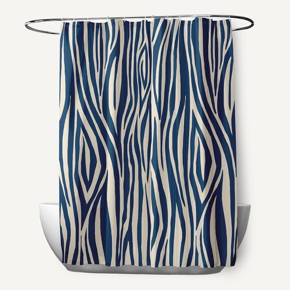 Simply Daisy 71" x 74" Wood Stripe Geometric Print Shower Curtain