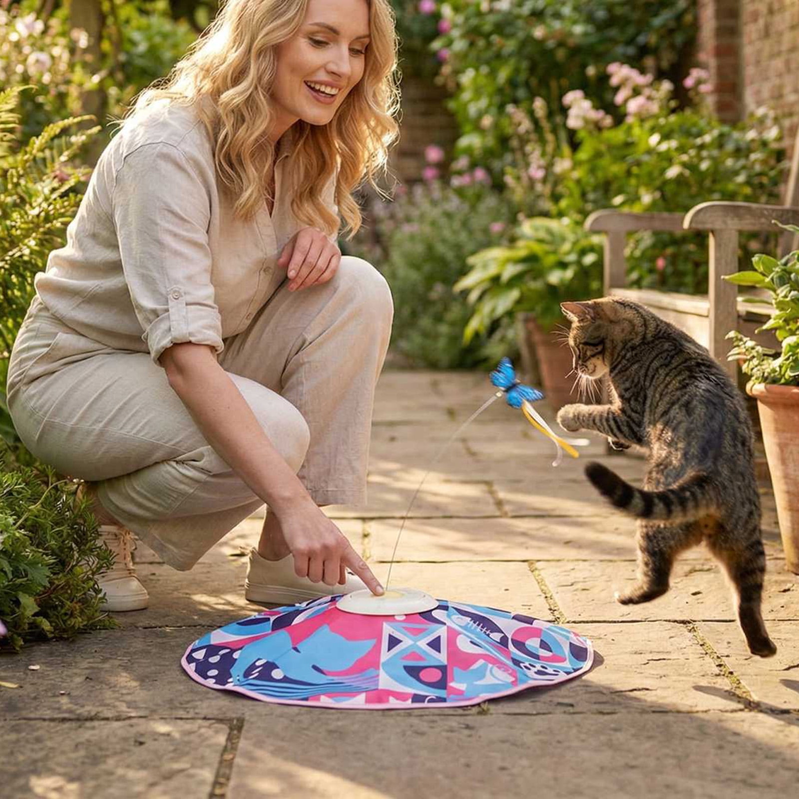Smart Hunting Cat Toy, Automatic Electric Turntable, Interactive Hidden Cover Teasing Toy, Self-Rotating Motion Play, Electronic Indoor Exercise Tool