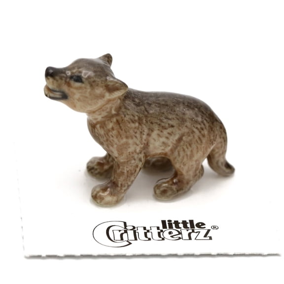 Wolf - Wolf Cub Howling "Yelp" - miniature porcelain figurine
