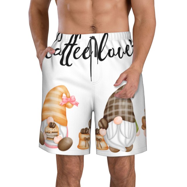 Balery Coffee Gnome (2) Traje de Baño Estilo Hawaiano para Hombre, Shorts de Secado Rápido con Bolsillos-XX-Large