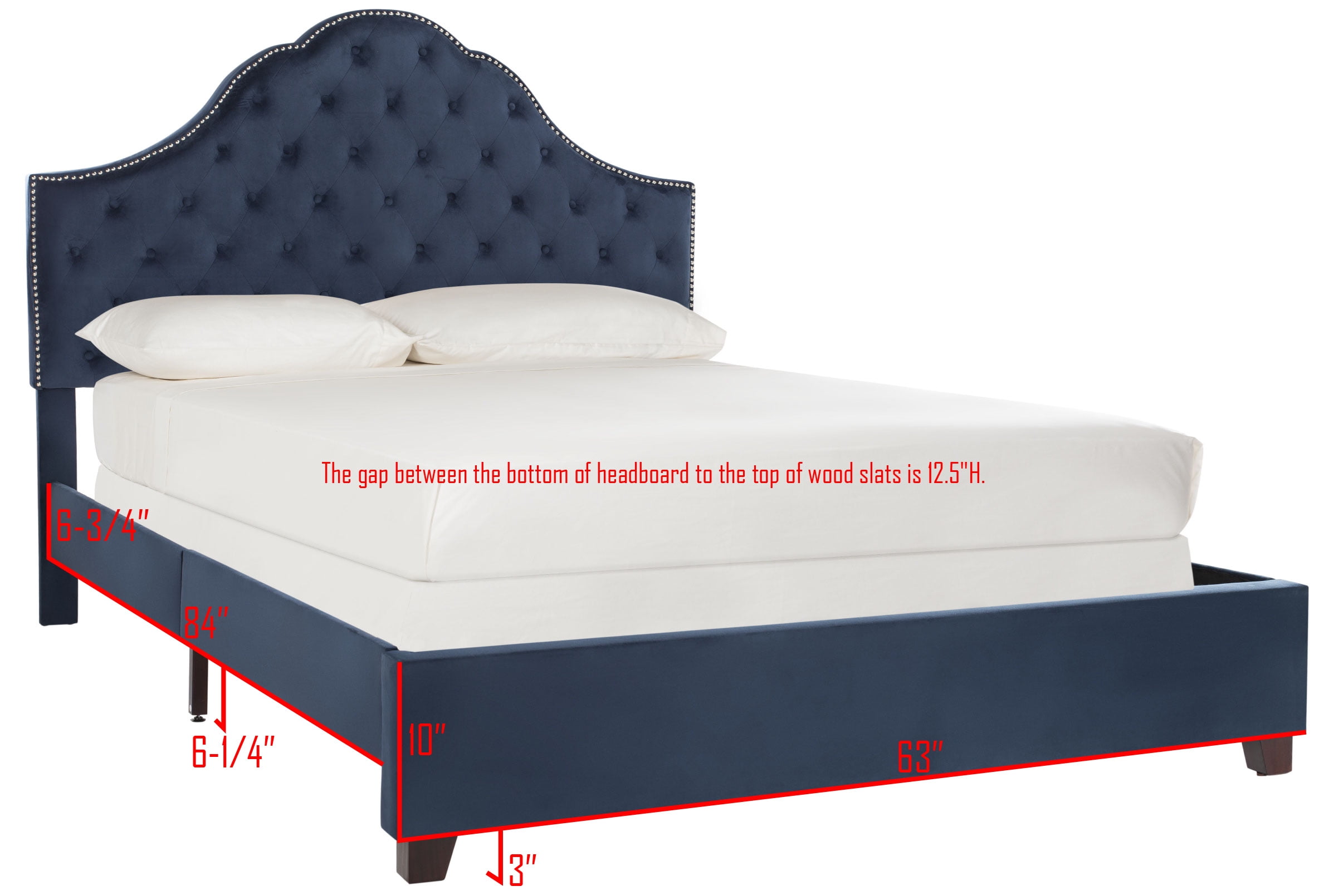 SAFAVIEH Beckham Modern Glam Tufted Headboard with Nail Heads, Full, Navy