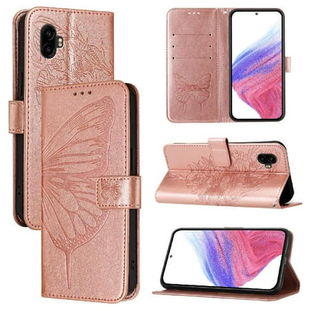 

Case for Samsung Galaxy Xcover 6 Pro Magnetic Flip Cover Premium Leather Embossing Butterfly