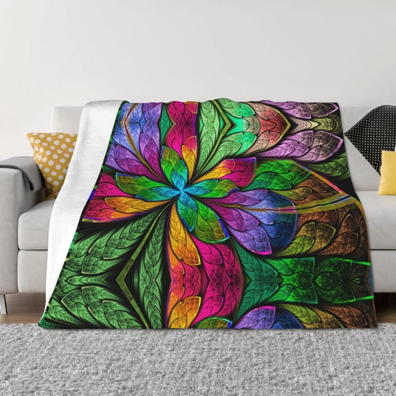Throw Blanket for Couch - Multicolored Beautiful Flower Soft Comfy Lightweight Cozy Warm Throw Blanket, Fuzzy Plush Flannel Blanket & Throws for Sofa and Bed All Season