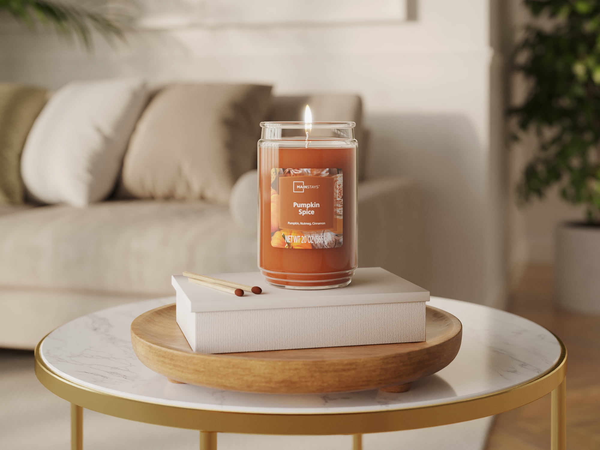 Mainstays Pumpkin Spice 20 oz Glass Jar Candle, Single-Wick, Fall