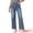 Gray Blue, variant on Women's Wide High Waisted Stretchy Jeans Buttoned Denim Pants M Blue