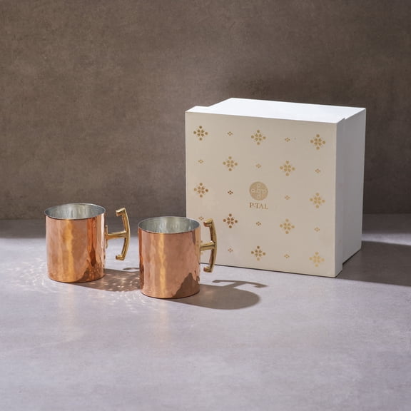 P•TAL 12 oz Handcrafted Moscow Mule Copper Mugs Set of 2 with  Gift Box