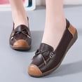 thumbnail image 3 of Bowknot Leather Loafers for Women Lightweight Walking Flats Comfortable Wide Toe Box Non Slip Work Shoes Brown Size 8, 3 of 4