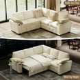 thumbnail image 6 of BedLuxury 83" Sectional Sleeper Sofa With Pull Out Bed, Storage Seat & USB Charging, L Shape Modern Couch for Living Room, Chenille Beige, 6 of 10