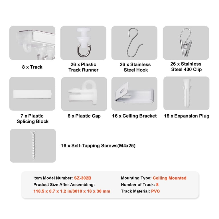 AsterOutdoor Sliding Curtain Track with Self-Adhesive Tape photo 7