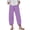 Purple, variant on WIZUTIZ Summer Pants for Women Breathable Trendy Loose Wide Leg Summer Pants Spandex Elastic High Rise 7/8 Length Summer Pants Solid Asymmetrical Cropped Sweatpants for Lady Running Street Green