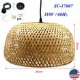 thumbnail image 3 of Bamboo Wicker Rattan Pendant Light Fixture Asian Vintage Hanging Ceiling Lamp Wood Color for Living Room, 3 of 18