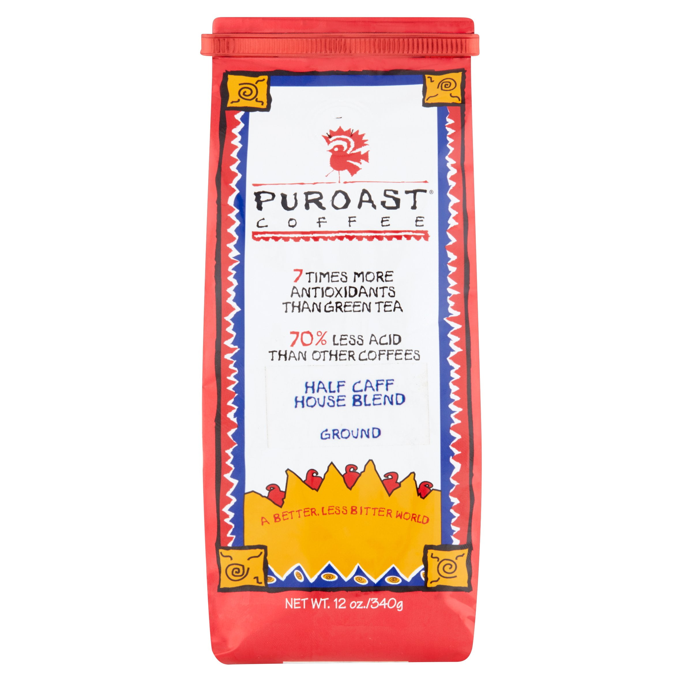 Puroast Half Caff House Blend Low Acid Ground Coffee, 12 oz Bag