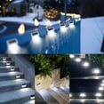 thumbnail image 2 of 8 Pieces Solar Garden Lights Outdoor, Epicgadget Auto On/Off Solar Powered LED Fence Deck Lights Waterproof Stainless Steel Step Stairs LED Lamp Lighting for Patio Yard Garden Pathway Walkway Decor, 2 of 7