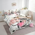 thumbnail image 3 of Manfei Women'S Perfume Lipstick Bedding Comforter Set 7-Piece,Silver High Heels King Bedding Sets,Pink Romantic Flower Bed Sheets For Girls,Luxury Bedroom Decor,Reversible, 3 of 8