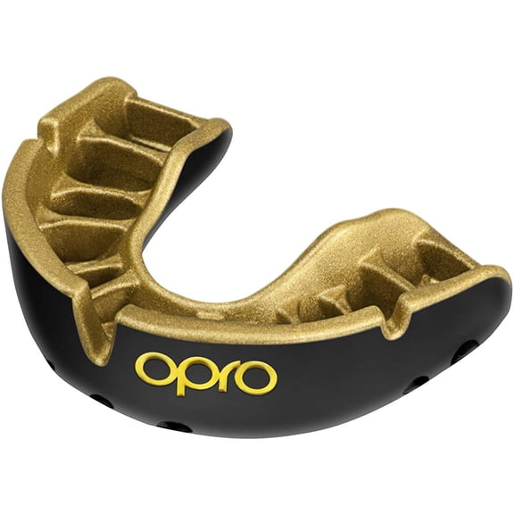 OPRO Gold Match Level Self-Fit Mouthguard - Black