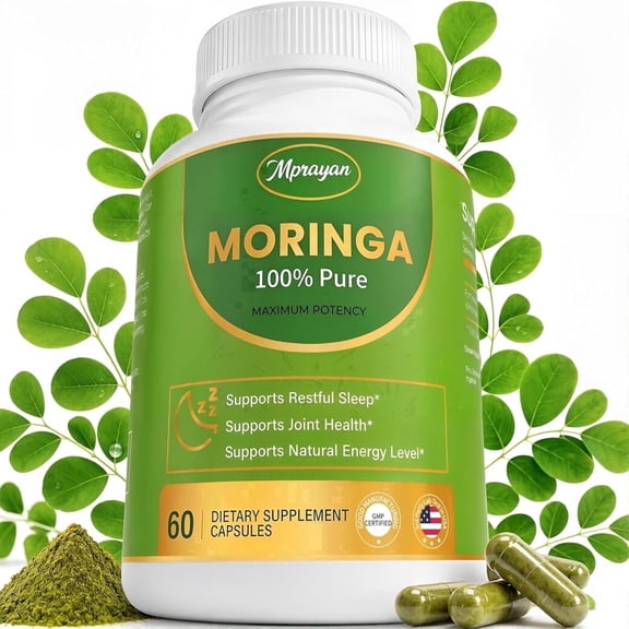 MPRAYAN Pure Moringa Oleifera Herbal Supplement 800 mg Natural Homeopathic Unisex Capsules 60 Count