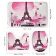 thumbnail image 3 of Pink Paris Eiffel Tower Scene Shower Curtain Set Modern Bathroom Decor Mats 4pcs Fabric Bathroom Curtain Slip Floor Rug Toilet Lid, 3 of 8
