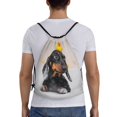 thumbnail image 2 of Drawstring Backpack - Dachshund Sitting in Bathtub Splash Proof Small Drawstring Gym Bag for Women Men, Cinch Sports String Bag Backpack for Travel Swimming Beach, 2 of 8