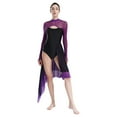 thumbnail image 3 of Aiihoo Womens Color Block Lyrical Ballet Dance Dress Backless Modern Contemporary Dance Overlays Cocktail Dress Purple M, 3 of 7