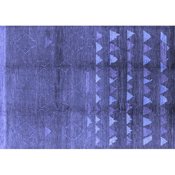 Ahgly Company Machine Washable Indoor Rectangle Solid Blue Modern Area Rugs, 2' x 5'