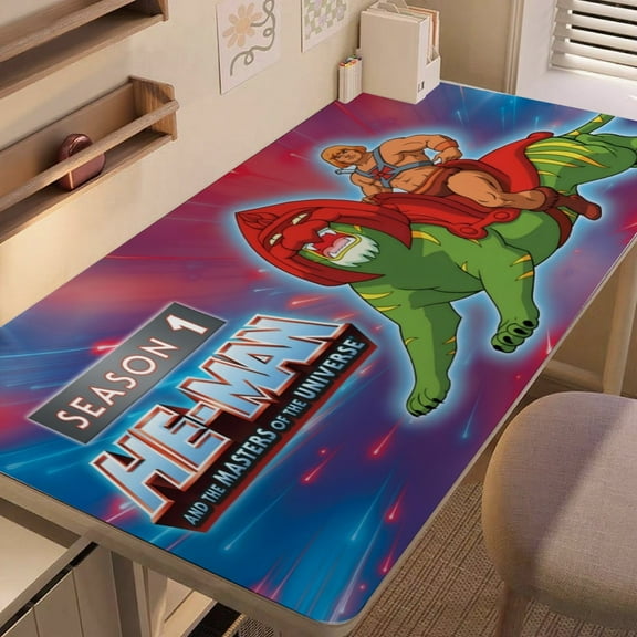 He Man-themed extra-large Non-Slip Base leather Desk Table mat—versatile for computer desks, dining tables, and more.12"x24"(30X60cm)