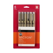 Sakura Pigma Micron Fineliner Pens, Archival Black, 03 Tip Size, 6 Pk