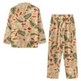 thumbnail image 3 of DISNIMO Mushroom Leaf Print Women Pajama Sets Long Sleeve Sleepwear with Long Pants 2 Piece Lounge Set with Pockets Button Down Loungewear Nightwear, L, 3 of 7
