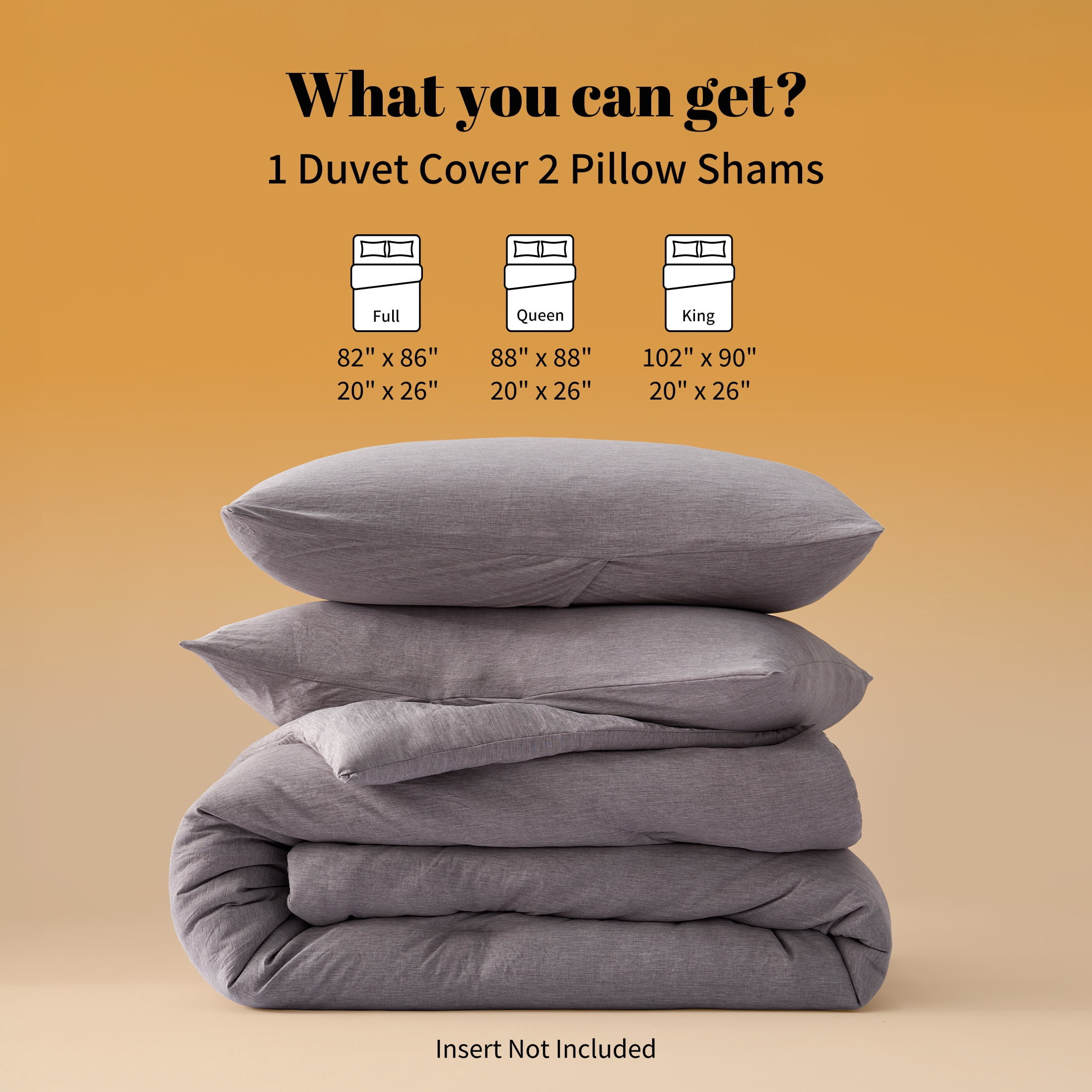 Sonive Washed Comforter Set Full Size - 3 Pieces Soft Luxury Cationic Dyeing Bedding Sets, Linen-Like Texture Breathable Wrinkle Bed Sets, Dark Grey