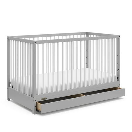 UPC: 0810003667892 | Graco Teddi 5-in-1 Wood Convertible Crib w/ Drawer – Pebble Gray